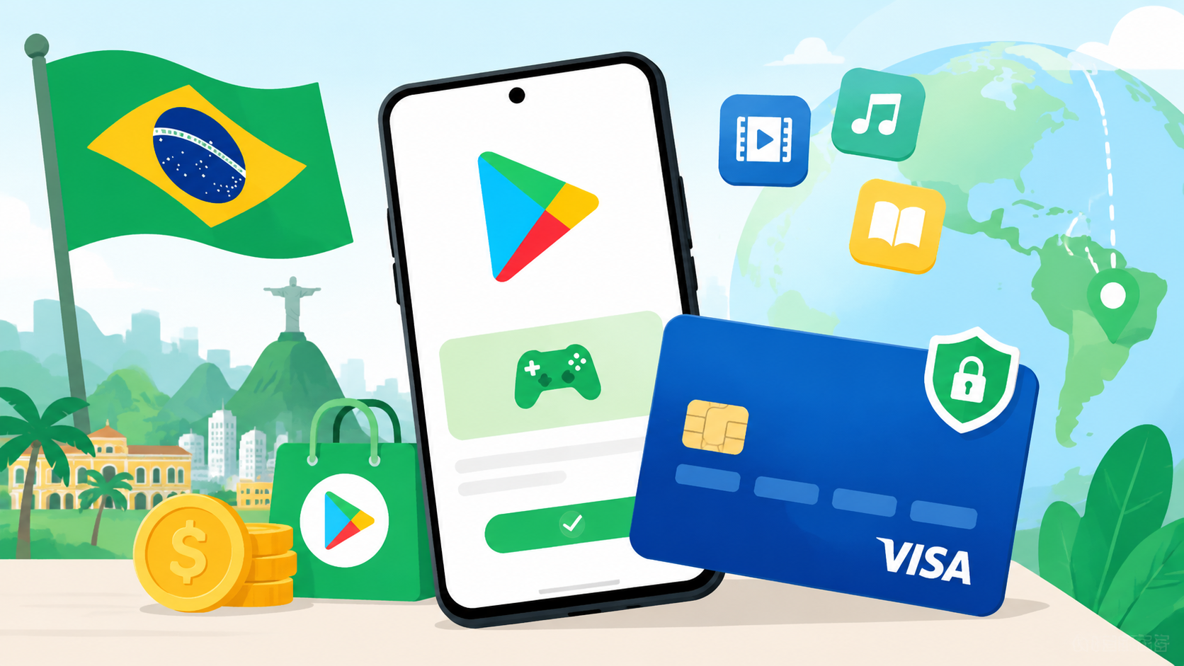 Google Play 巴西区充值指南：Visa 虚拟卡使用全攻略（2026）