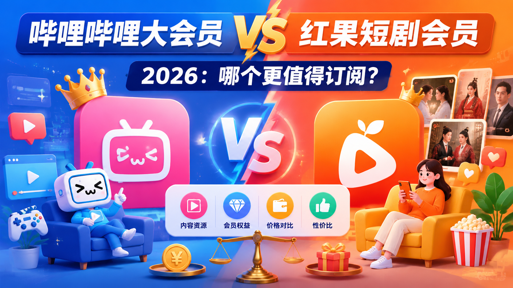哔哩哔哩大会员 vs 红果短剧会员 2026：哪个更值得订阅？