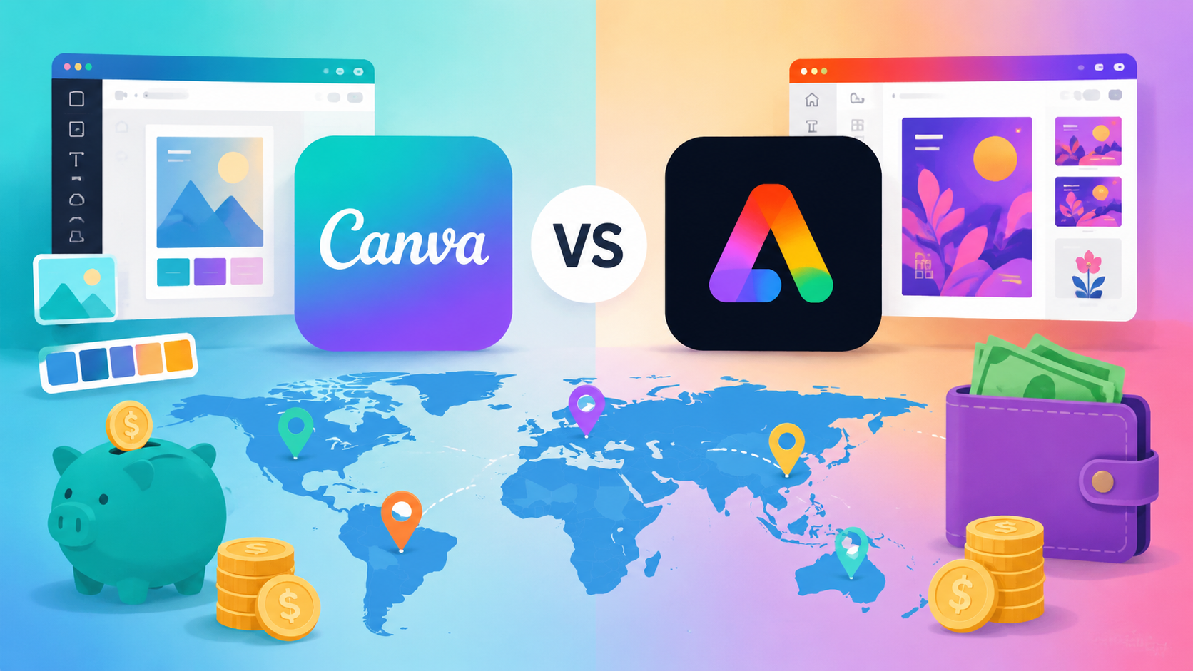 Canva Pro vs Adobe Express 2026：功能、价格与最便宜订阅地区对比