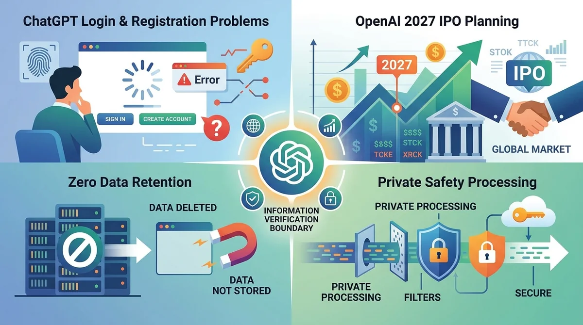 OpenAI 2026 动态：ChatGPT 登录故障、上市规划与零数据保留预览
